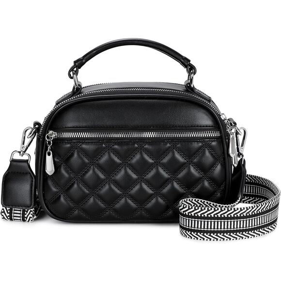 Asher Quilted Black Crossbody